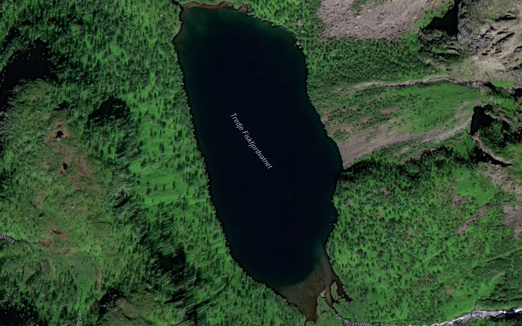 Satellite map of the Tredje Fiskefjordvatn
