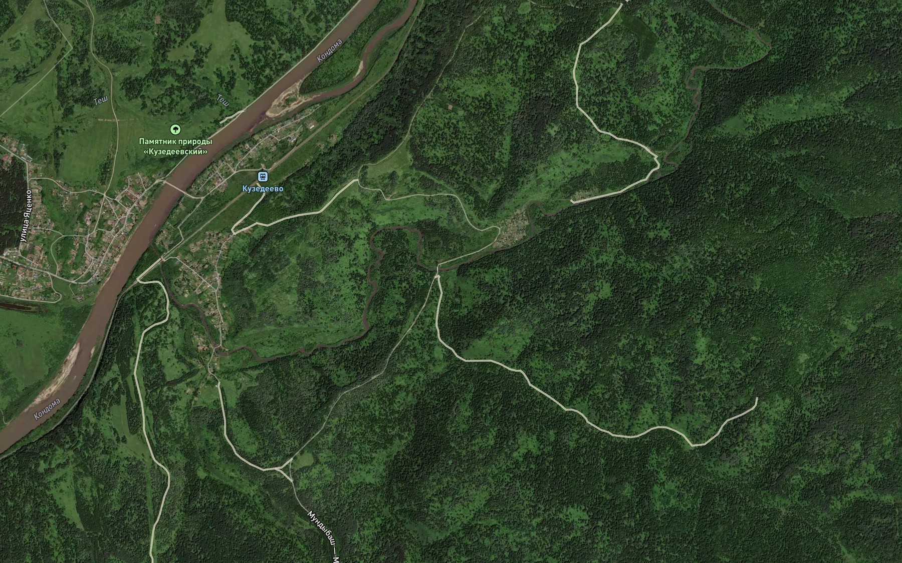 Satellite map of the Malyy Tesh