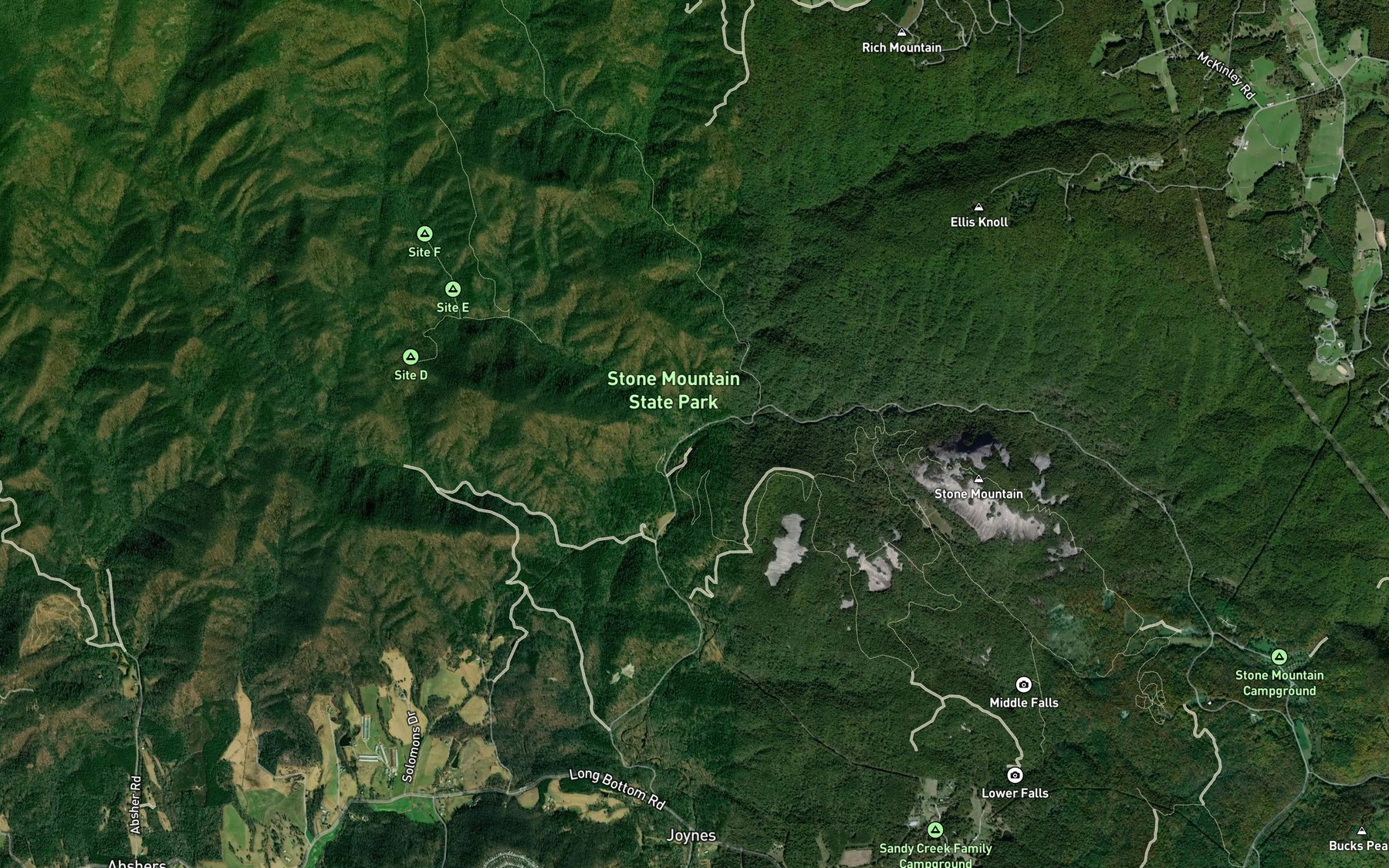 Satellite map of the Widows Creek