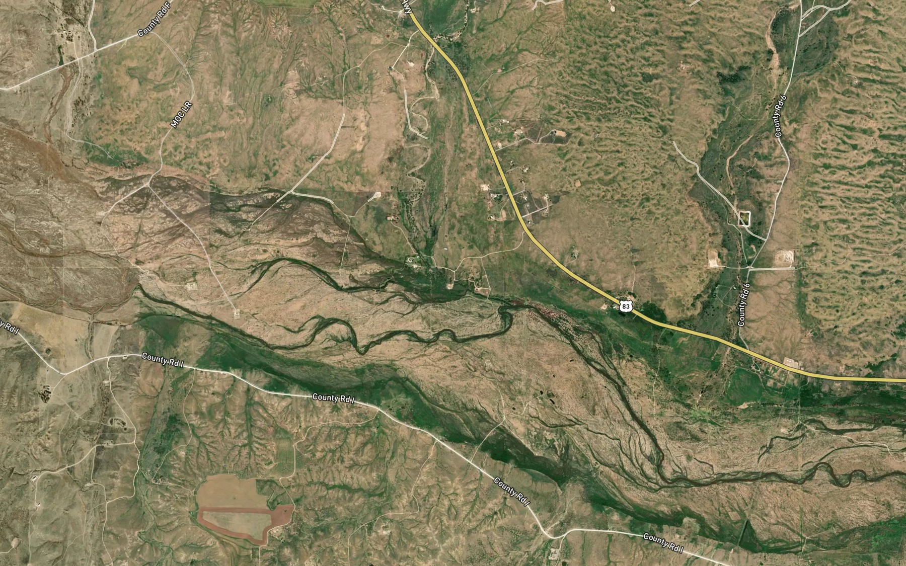 Satellite map of the Horse Creek