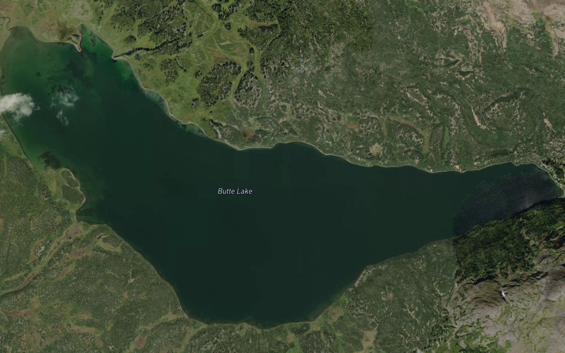 Satellite map of the Butte Lake