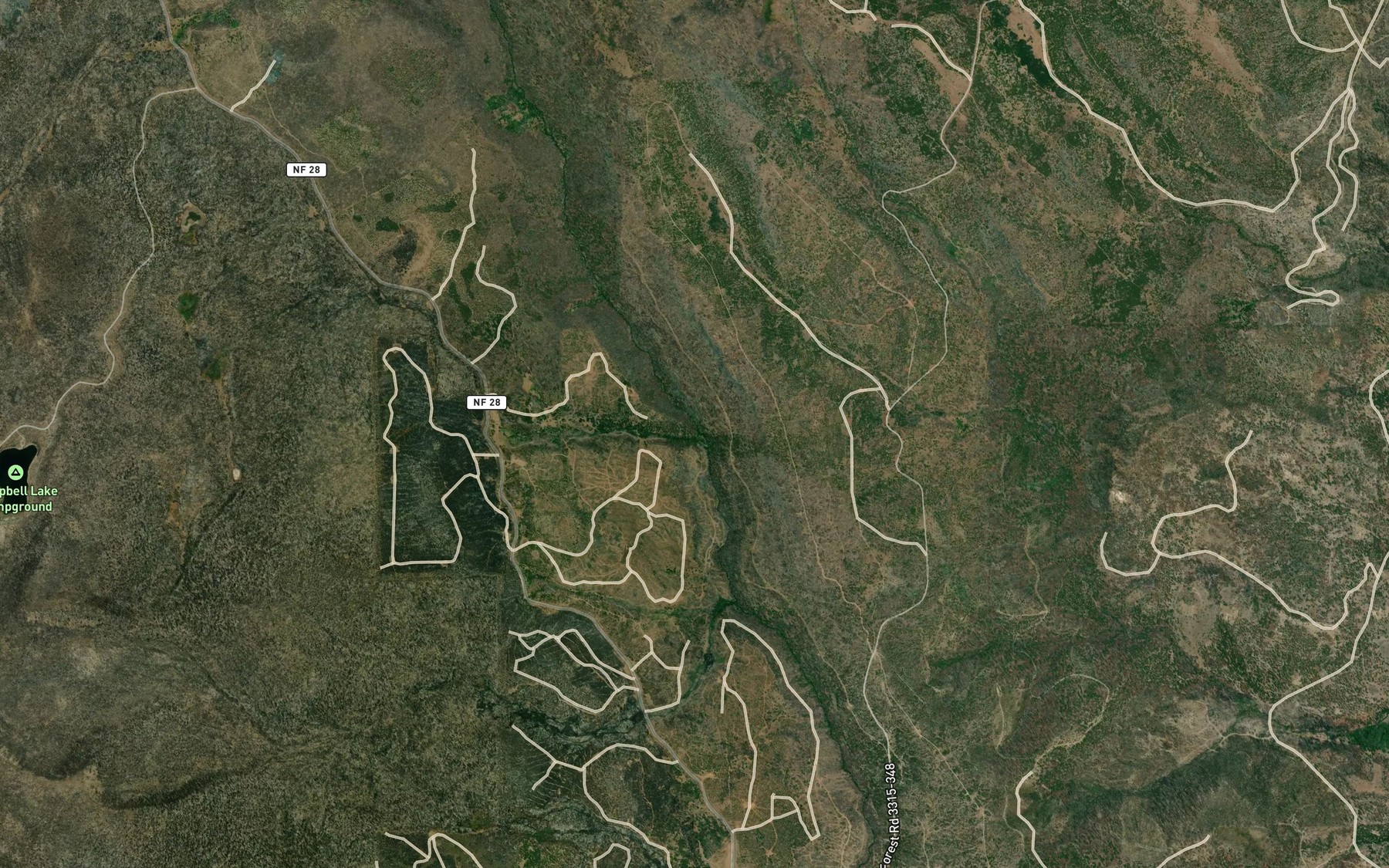 Satellite map of the Bottle Creek