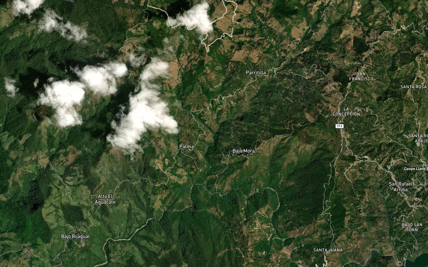 Satellite map of the Quebrada Pilas