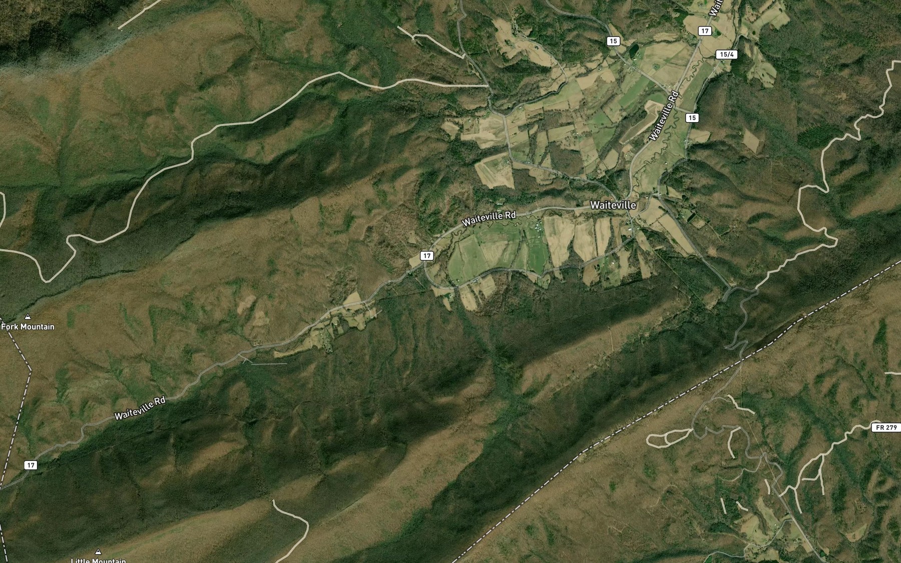 Satellite map of the Rainbow Pond