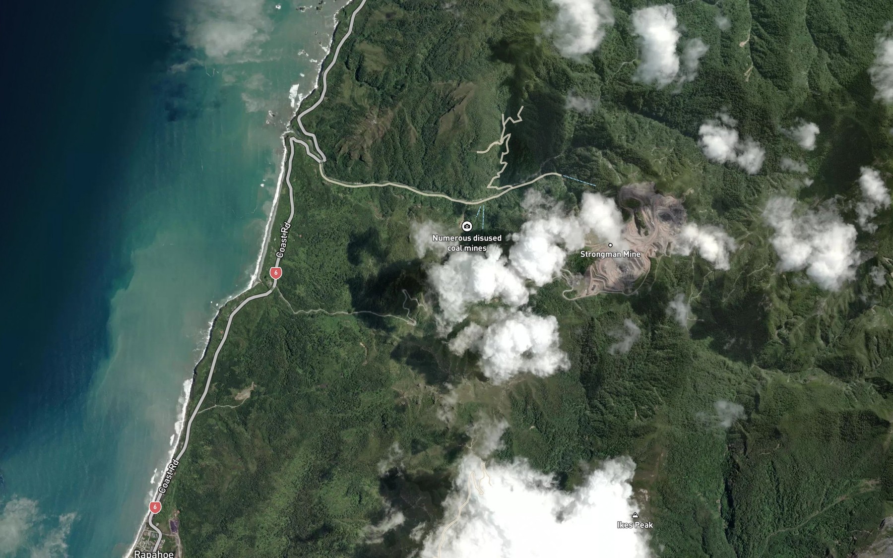 Satellite map of the Kiwi Creek