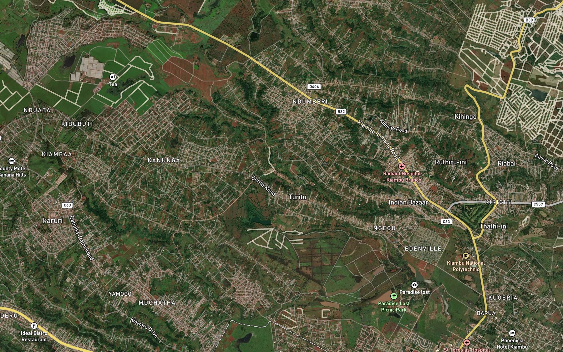 Satellite map of the Karumu