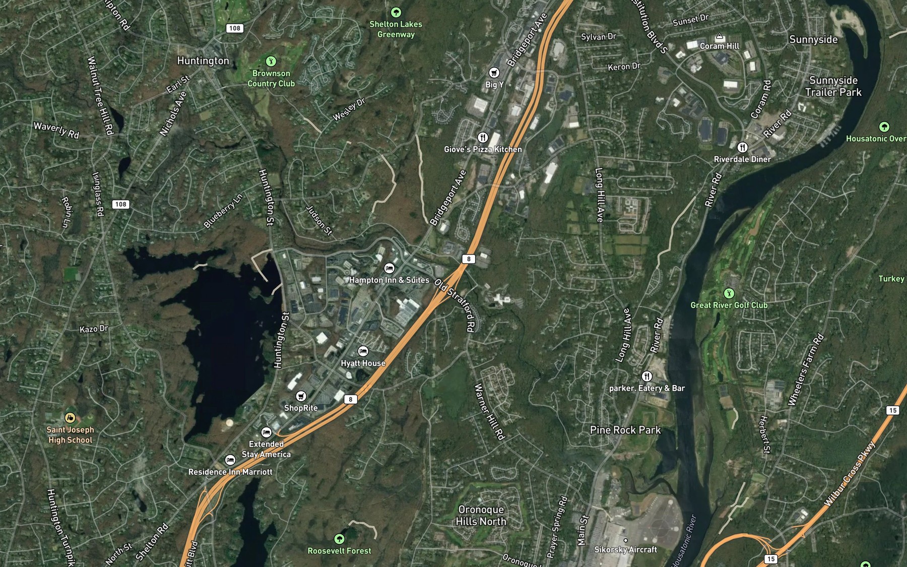 Satellite map of the Black Brook
