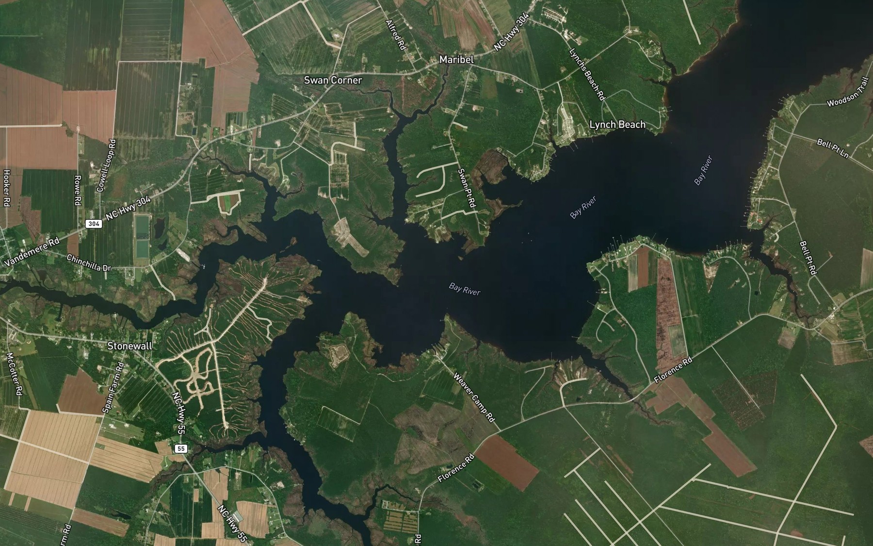 Satellite map of the Chapel Creek