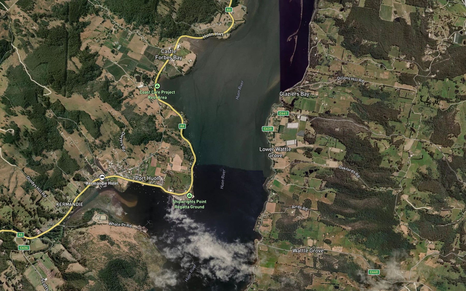 Satellite map of the Roberts Bay