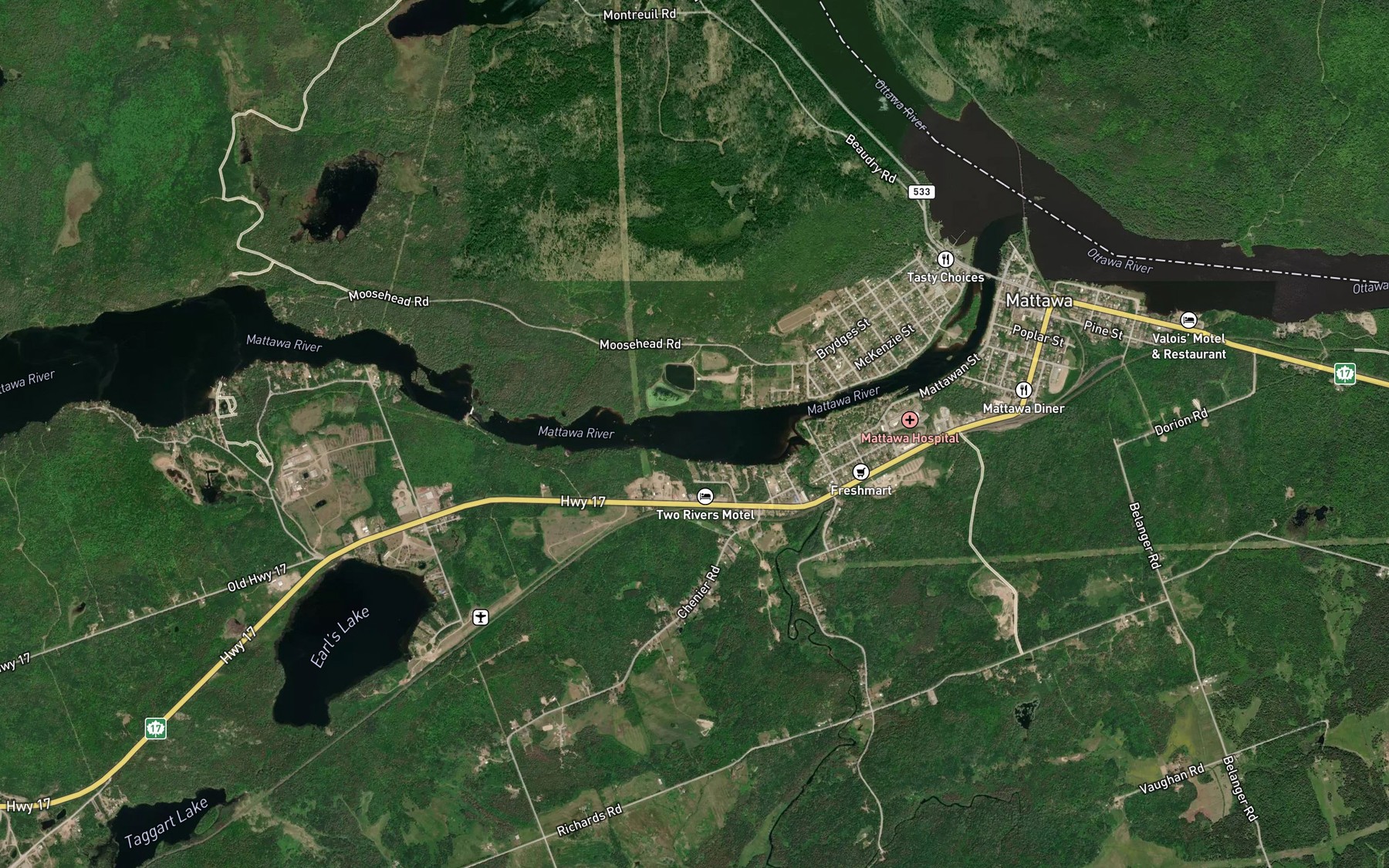 Satellite map of the Boom Lake