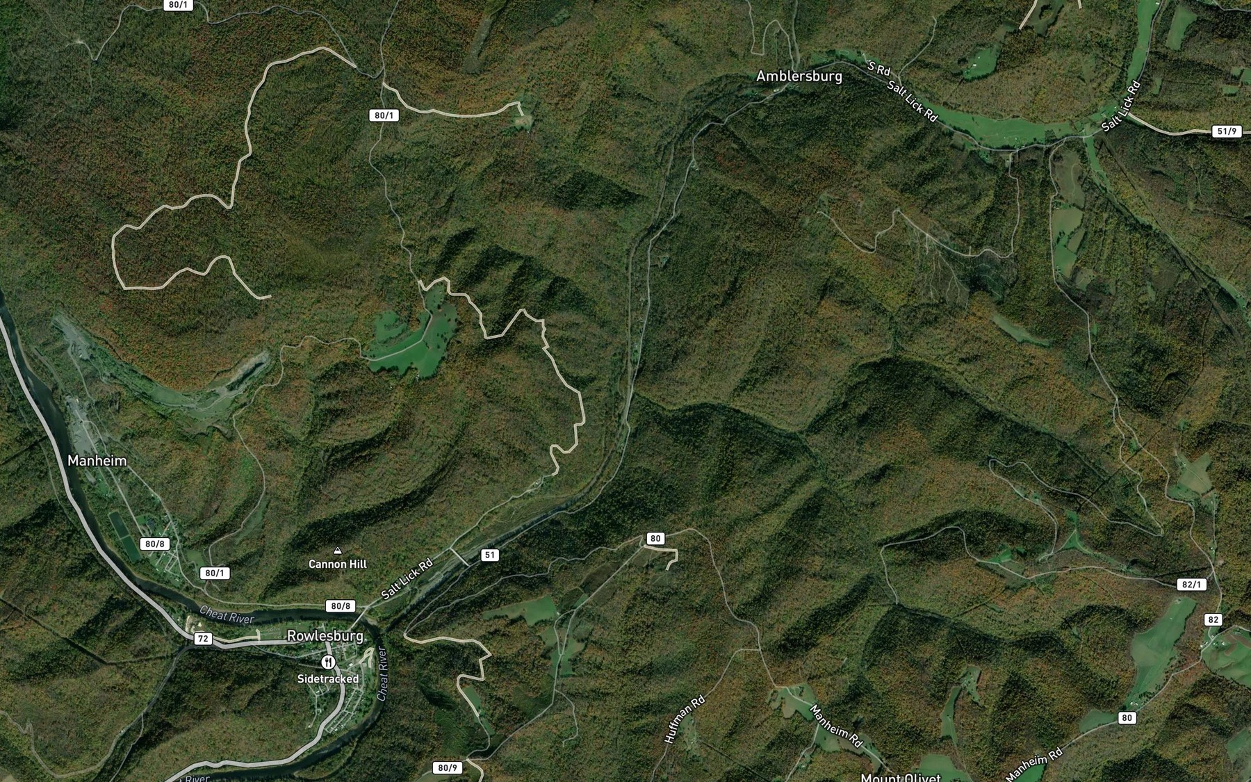 Satellite map of the Big Run