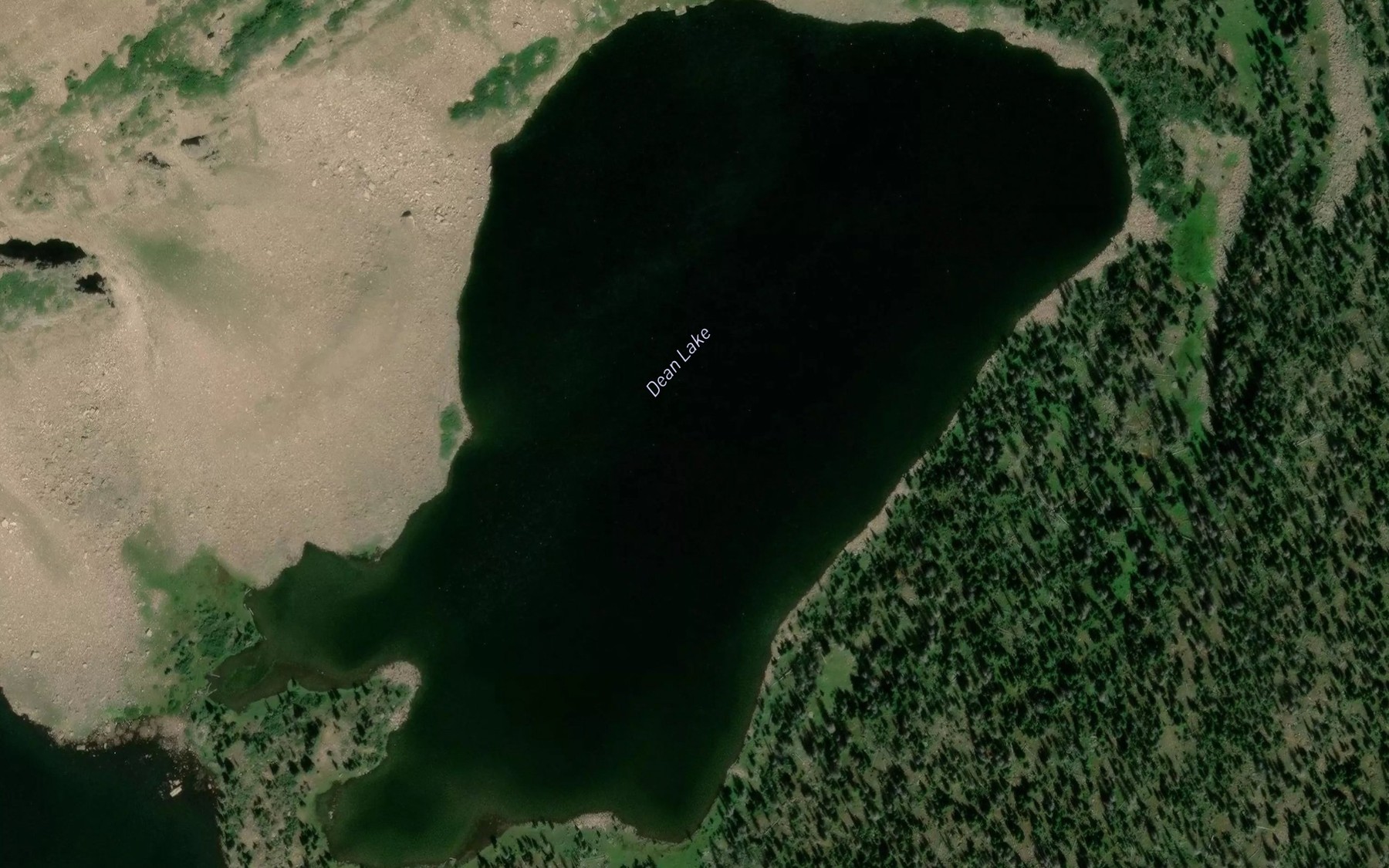 Satellite map of the Dean Lake