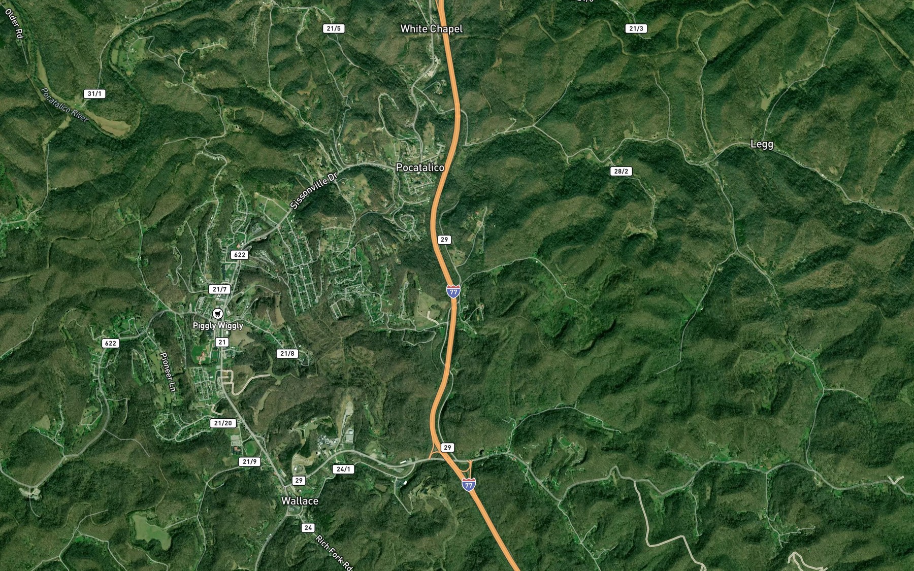 Satellite map of the Coolspring Branch