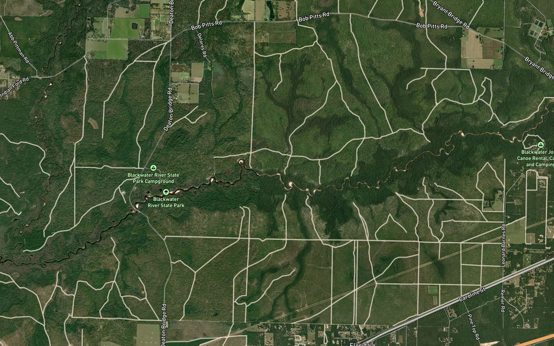 Satellite map of the Coon Camp Branch