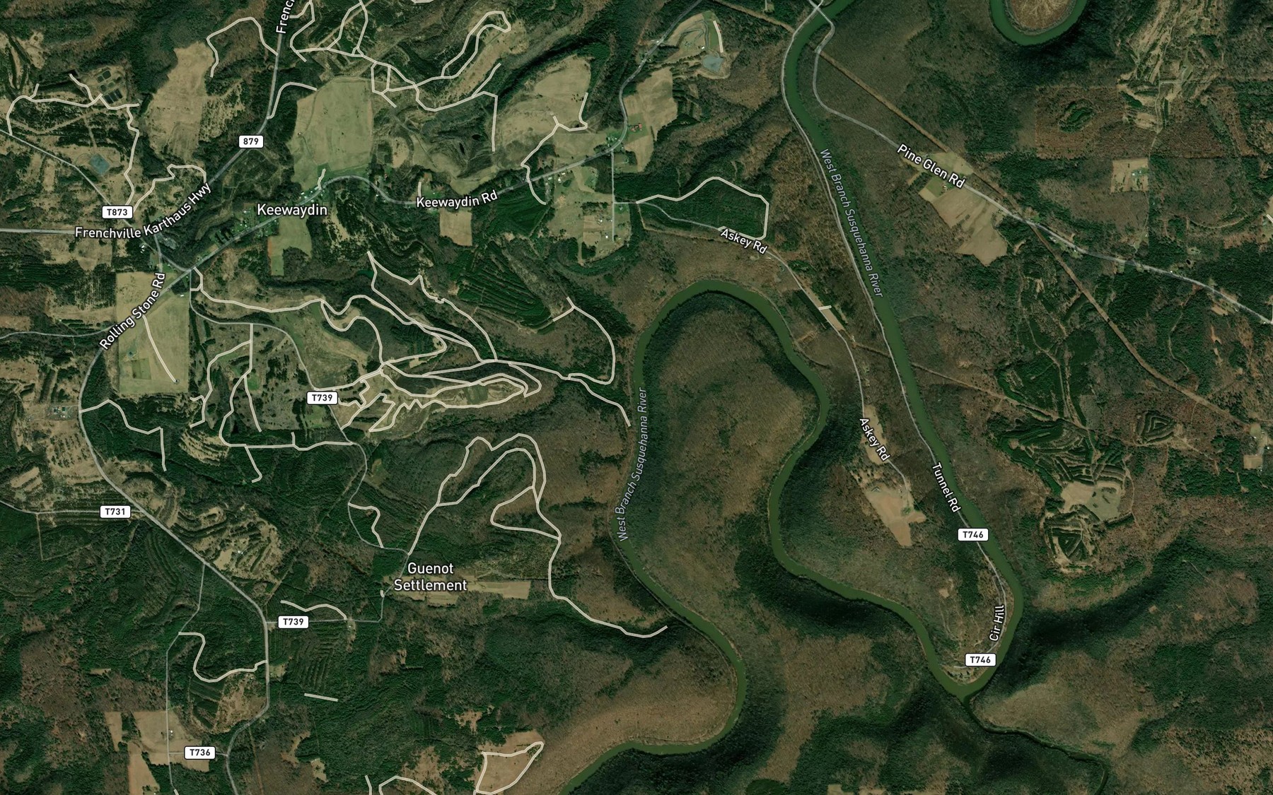 Satellite map of the Potter Run