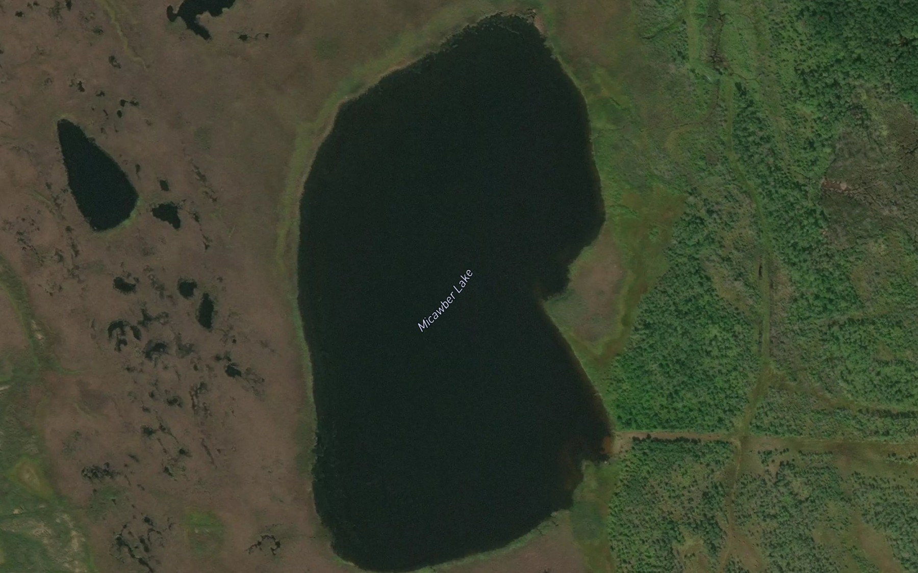 Satellite map of the Micawber Lake
