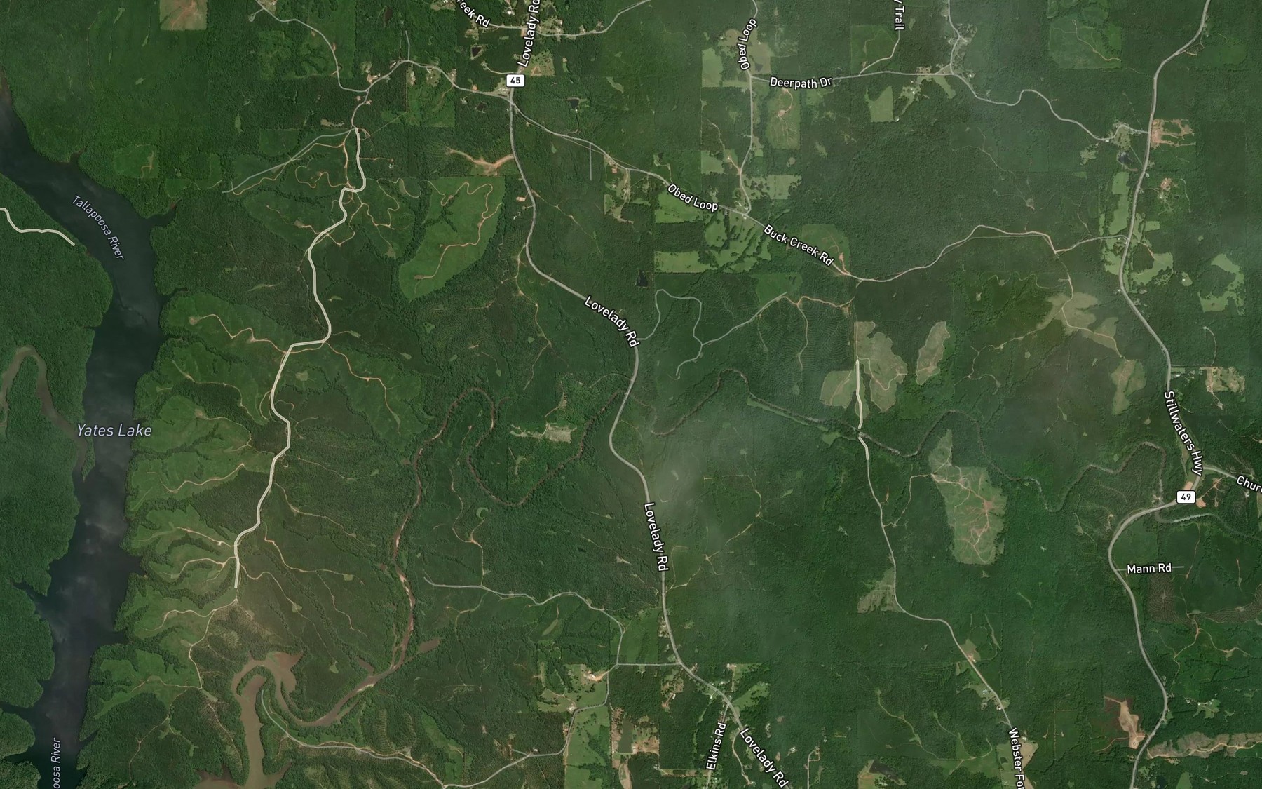 Satellite map of the Buck Creek