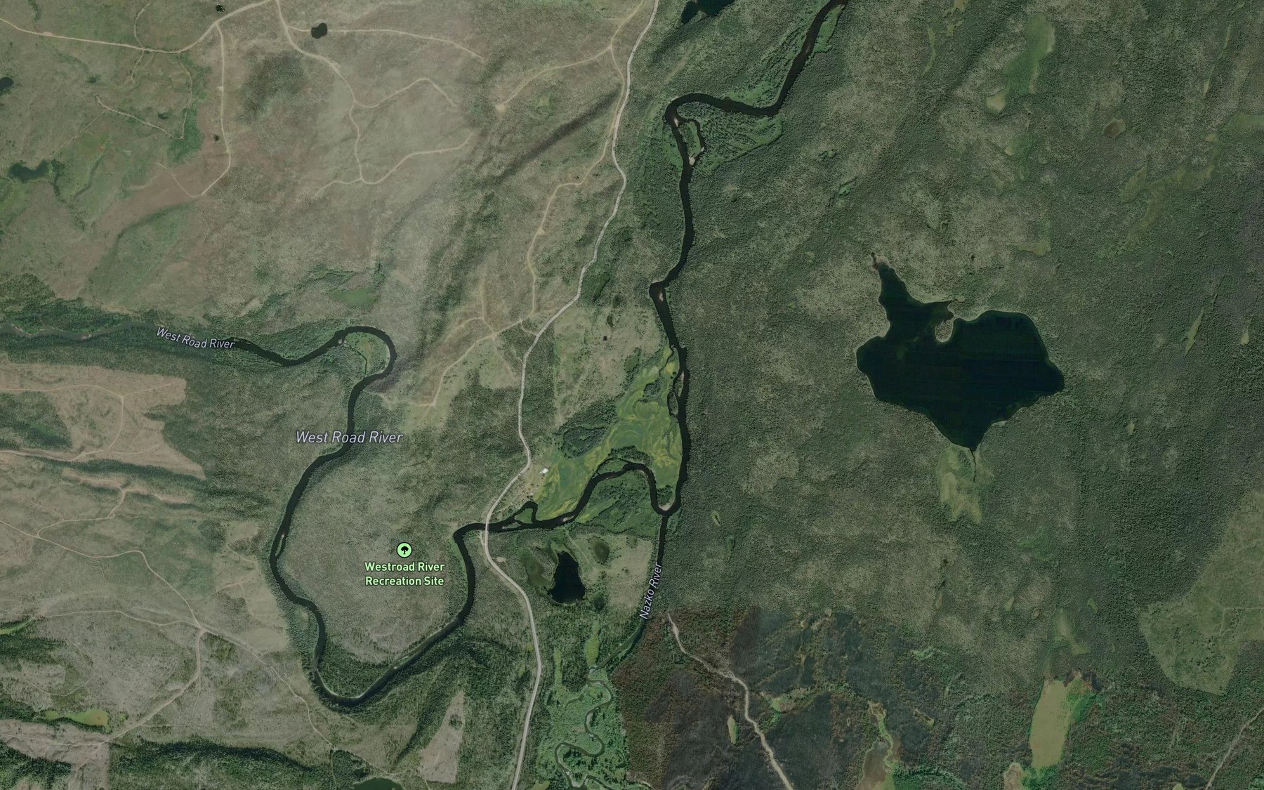 Satellite map of the Nazko River