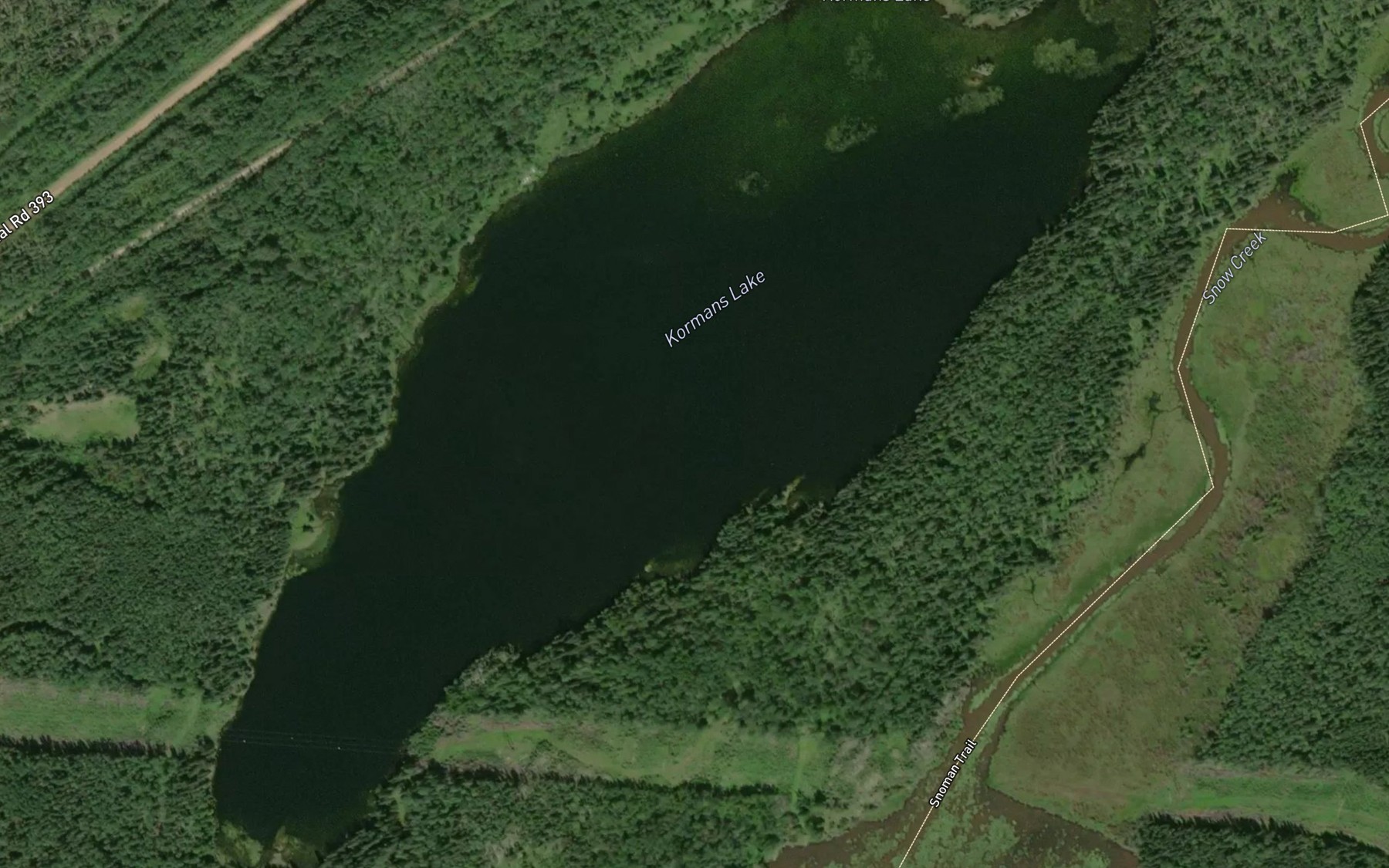 Satellite map of the Kormans Lake