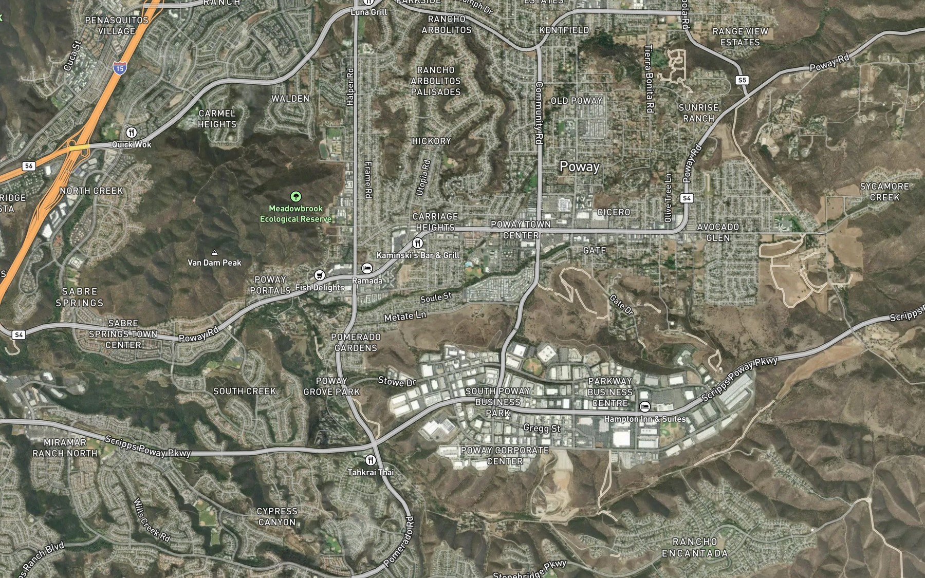 Satellite map of the Rattlesnake Creek