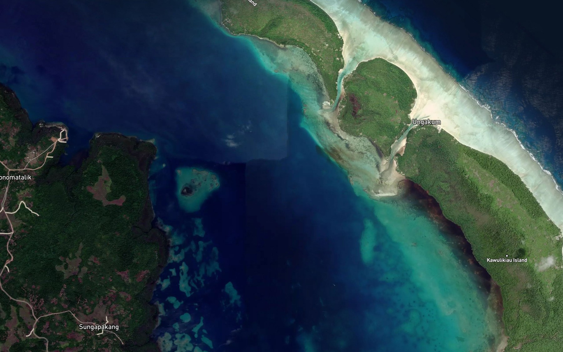 Satellite map of the Denge Shoal