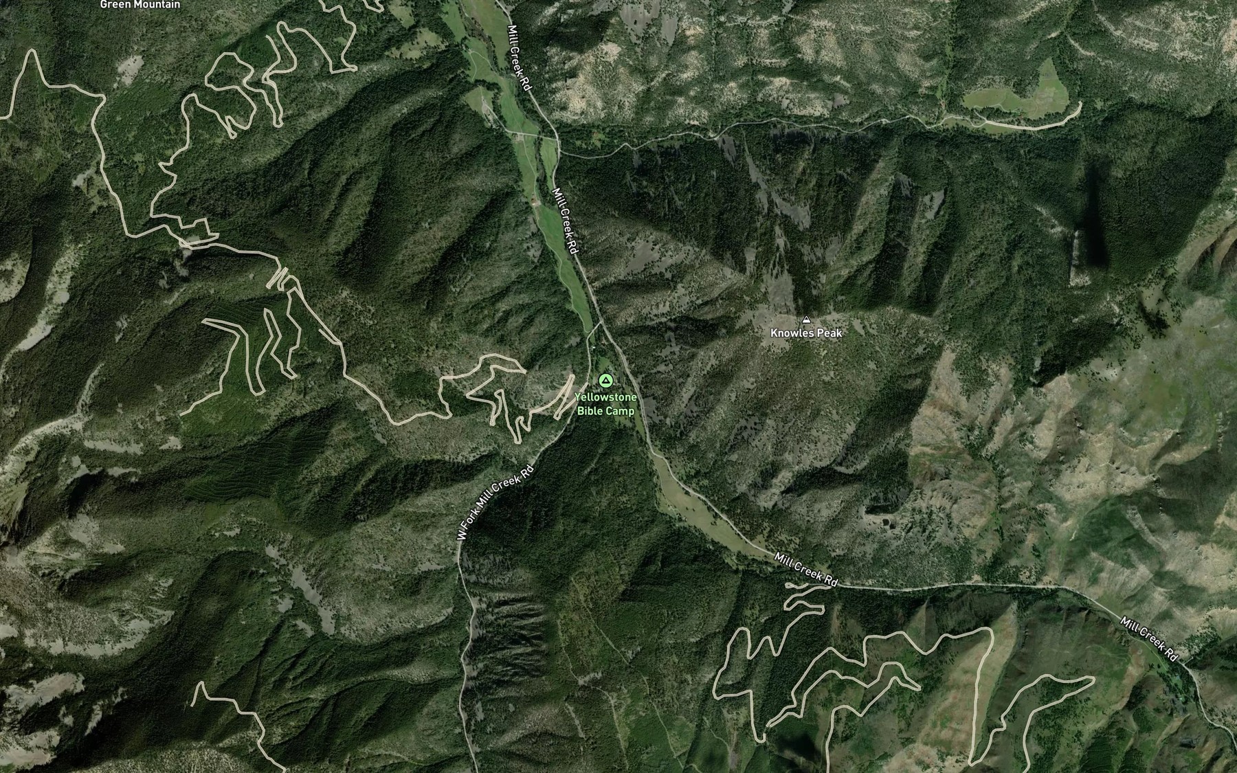 Satellite map of the West Fork Mill Creek