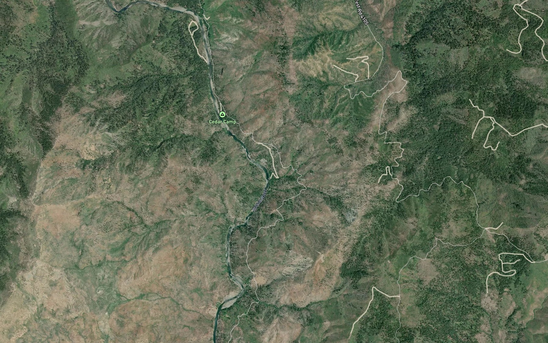 Satellite map of the Myrtle Creek