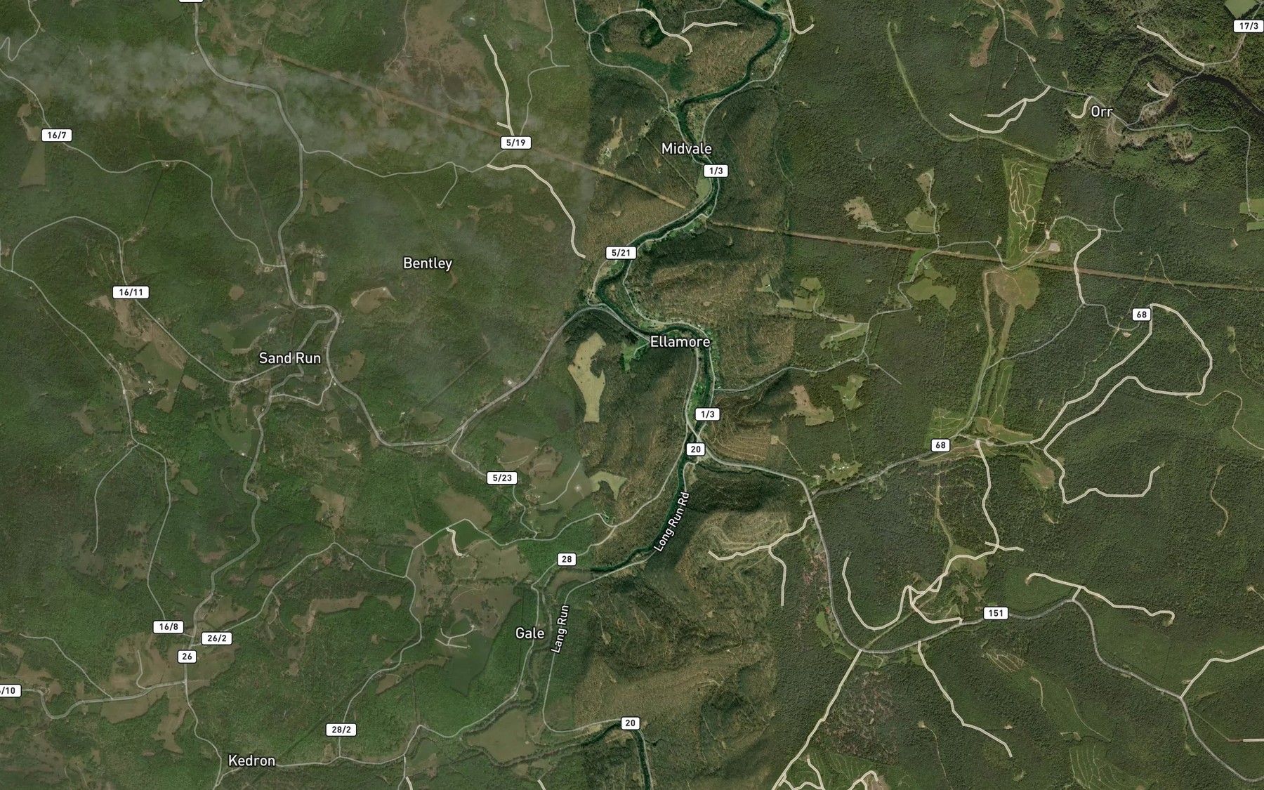 Satellite map of the Ellamore School Spring