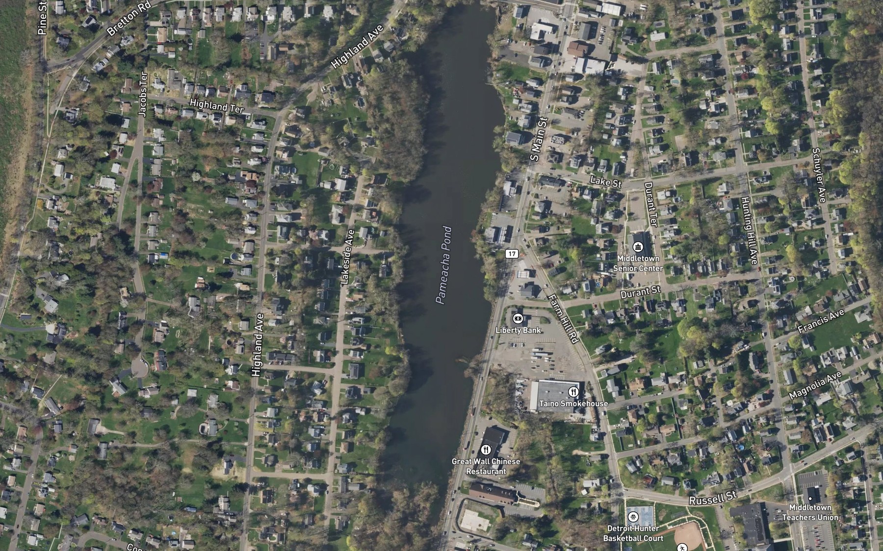 Satellite map of the Pameacha Pond