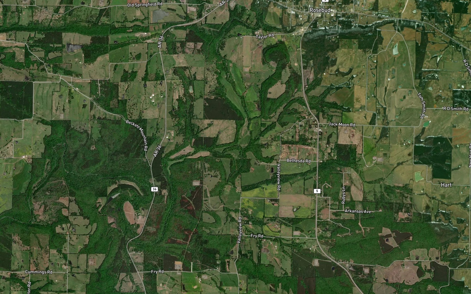 Satellite map of the Cedar Creek
