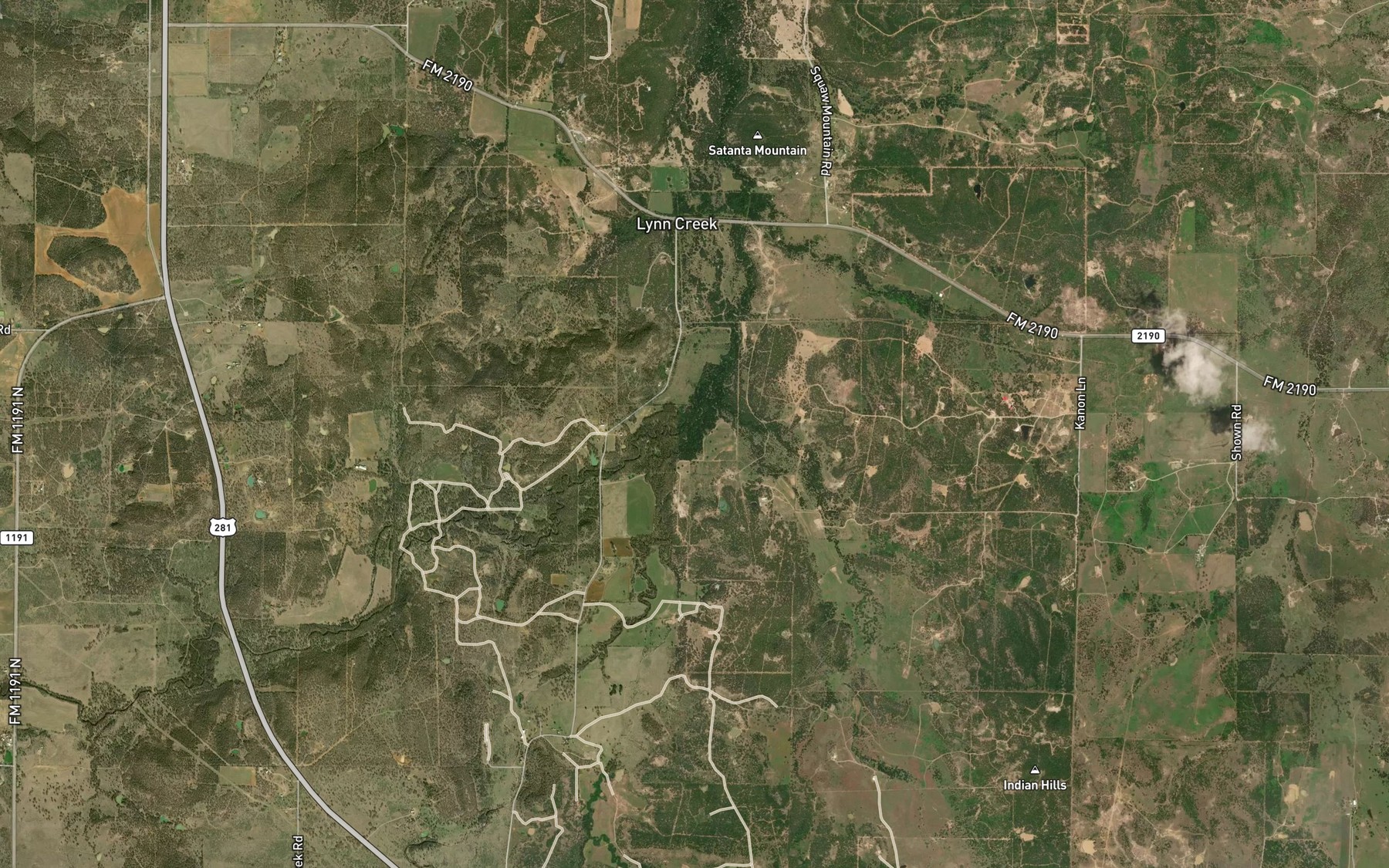 Satellite map of the Lynn Creek