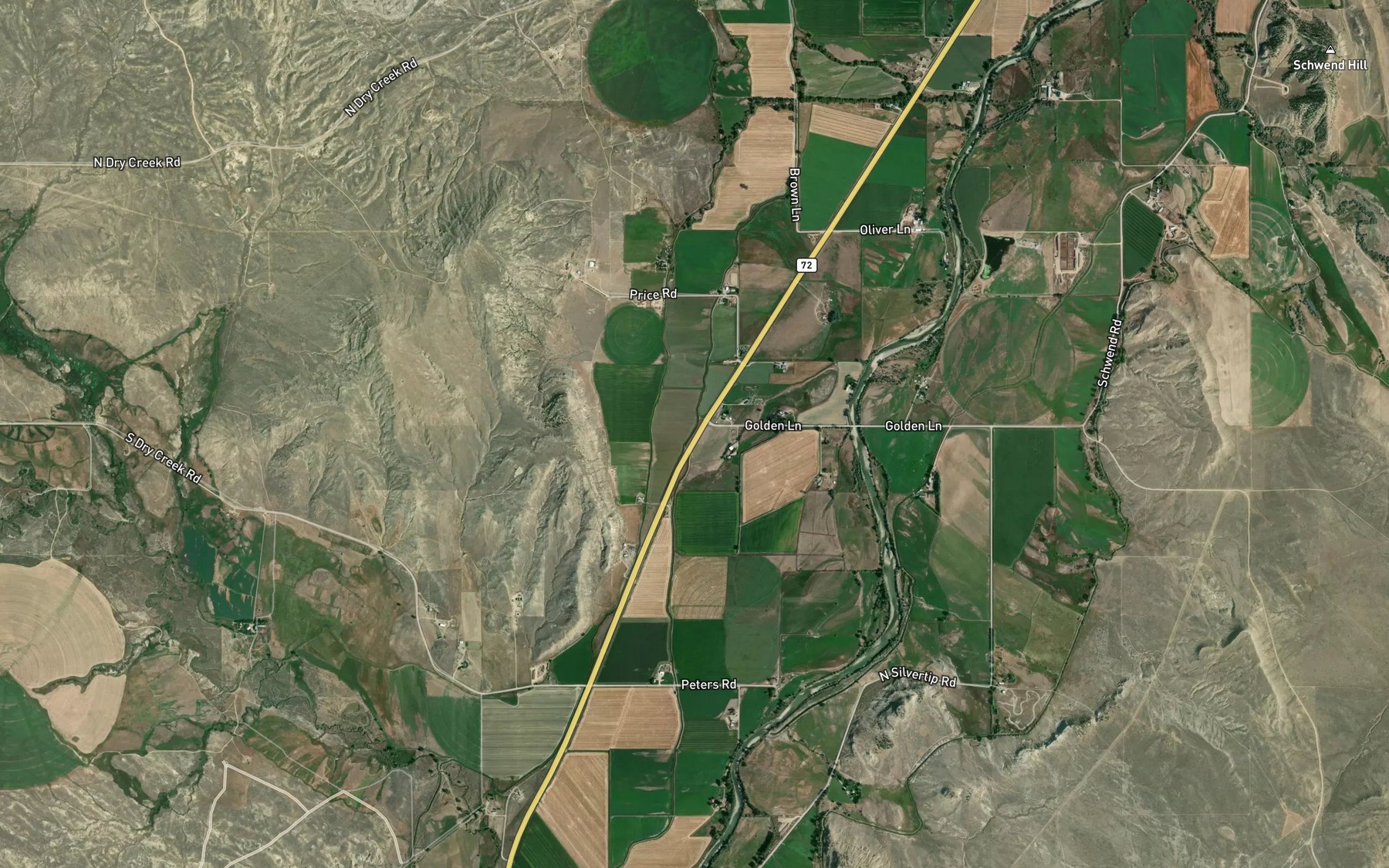 Satellite map of the Dry Creek Canal