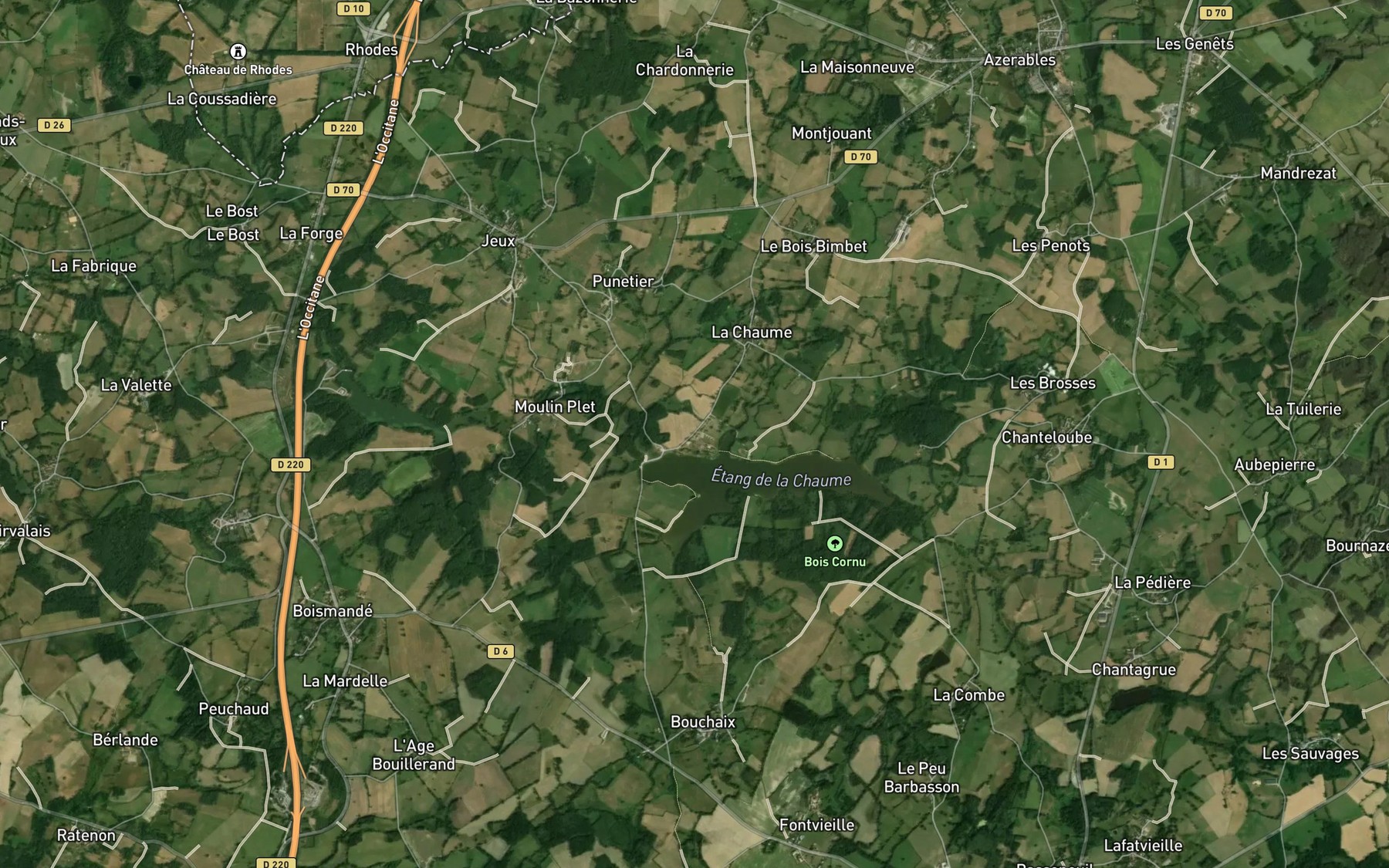 Satellite map of the Etang de la Chaume