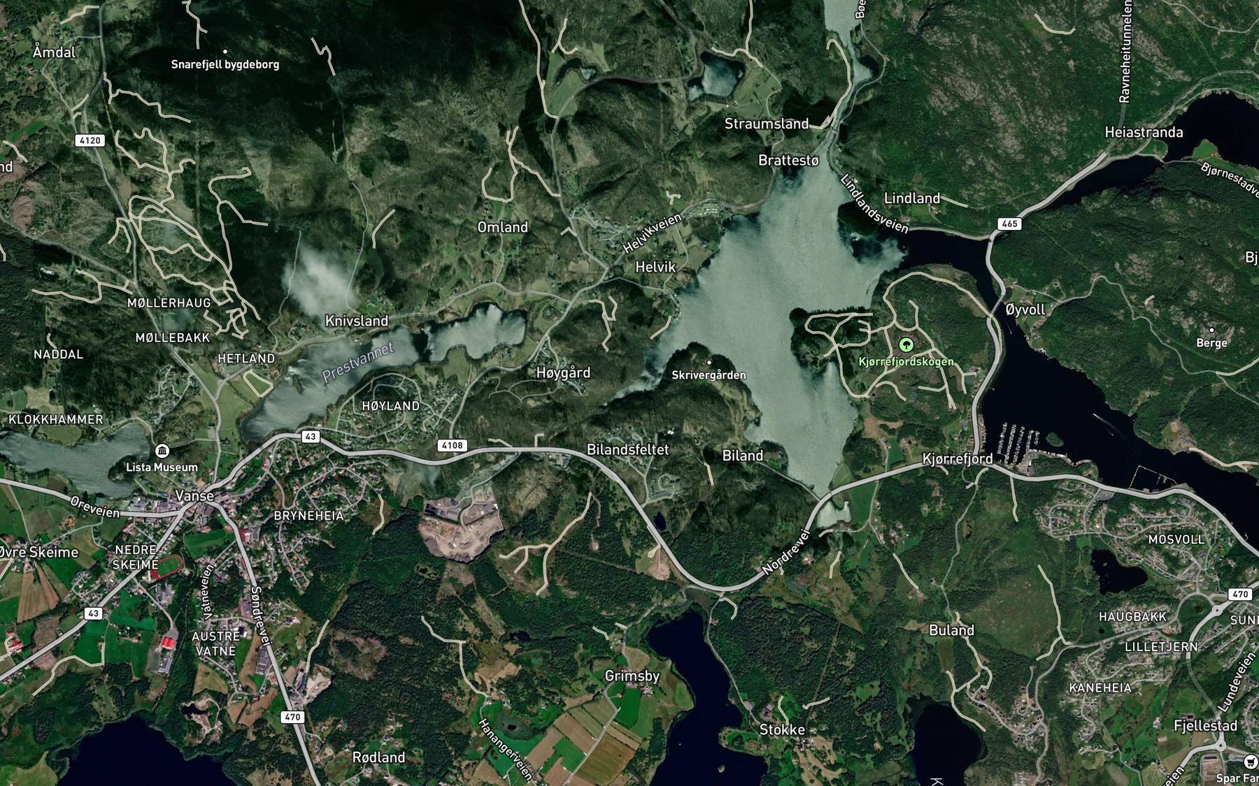 Satellite map of the Rossevika