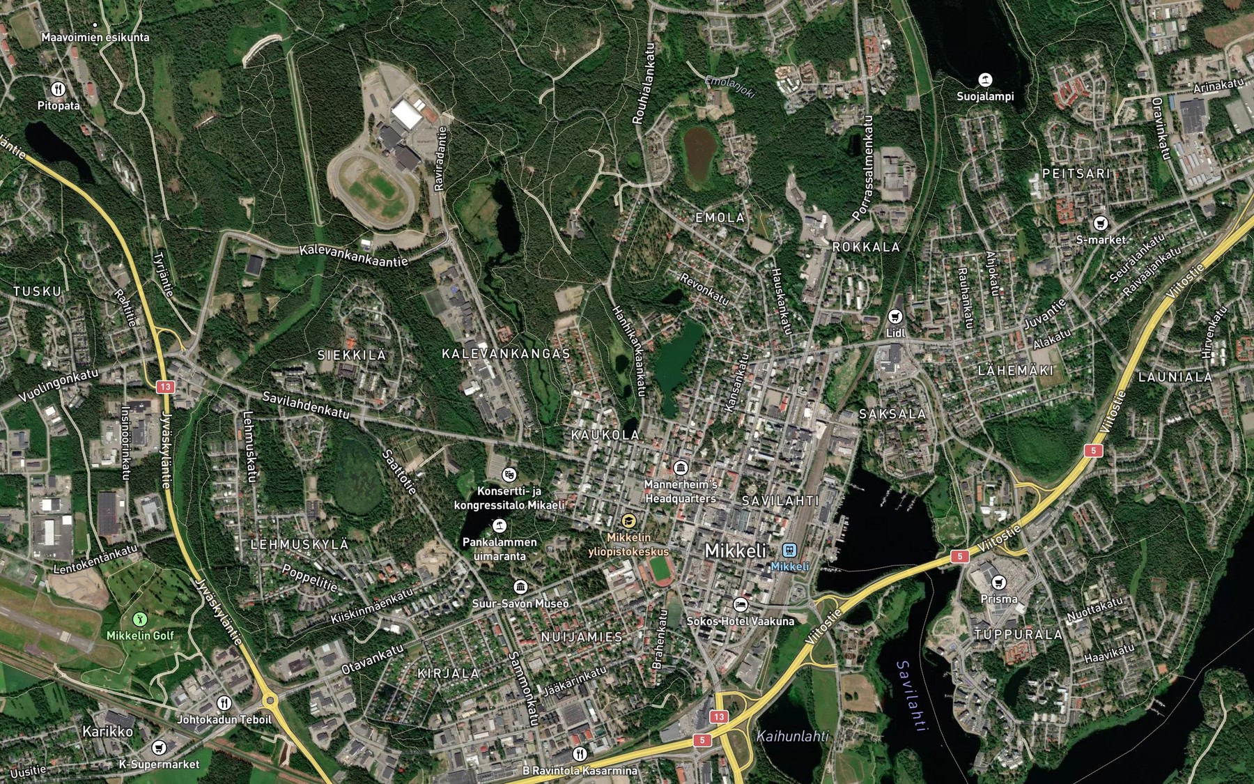Satellite map of the Myrkkylammit