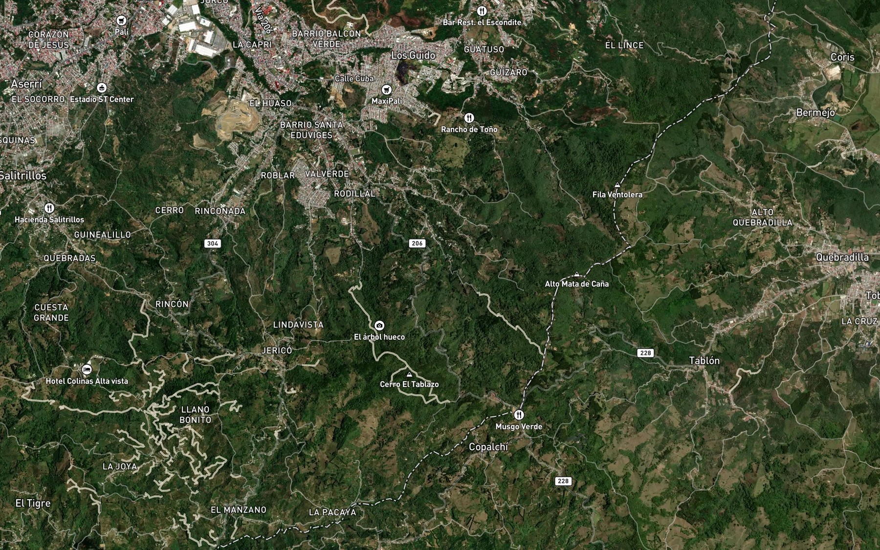 Satellite map of the Quebrada Tablazo