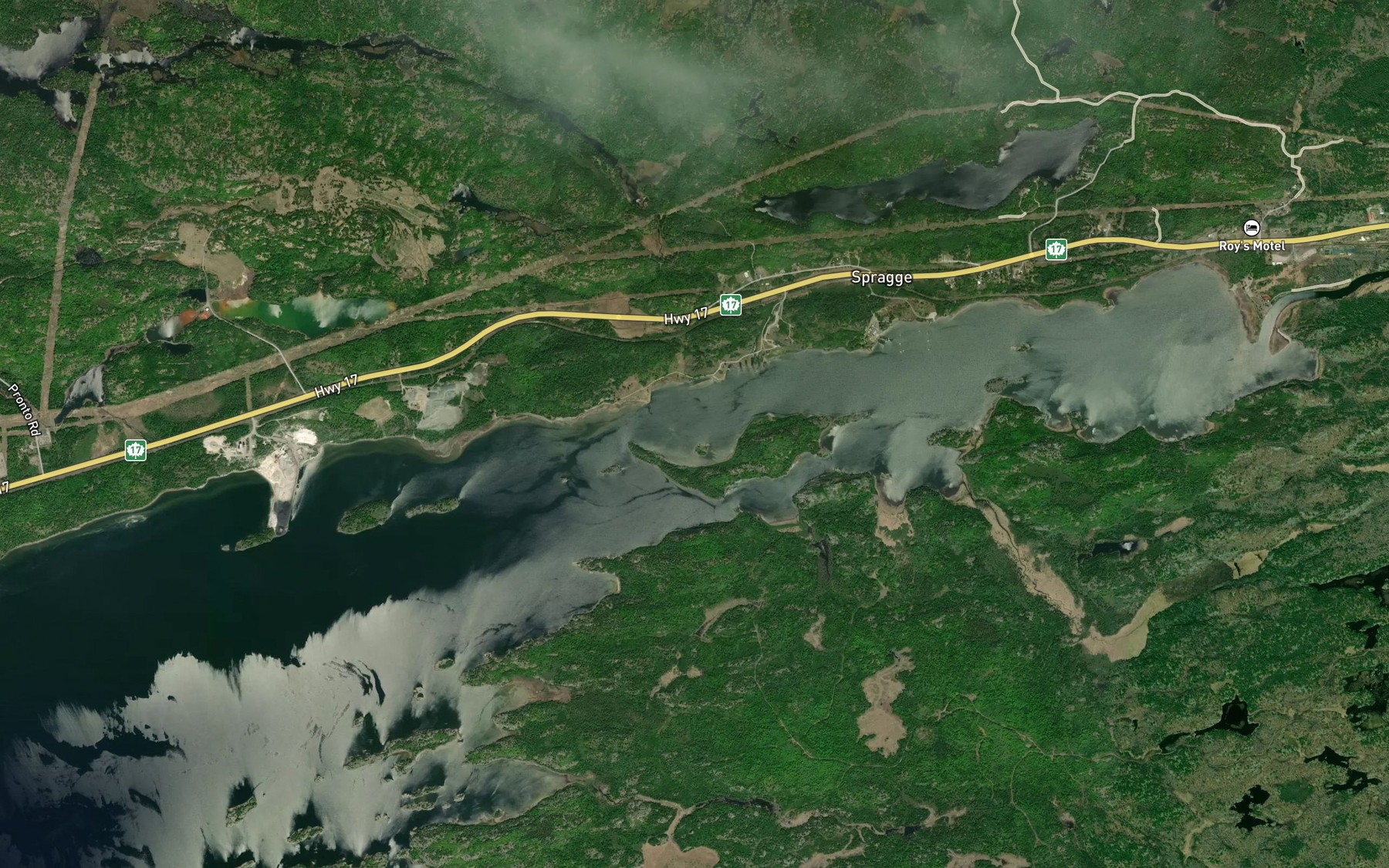 Satellite map of the Spragge Creek