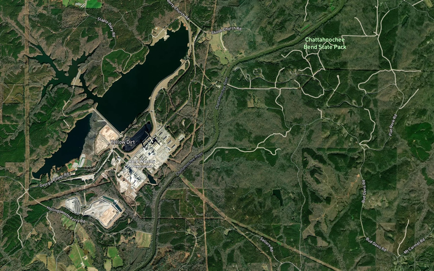 Satellite map of the Yellowdirt Creek