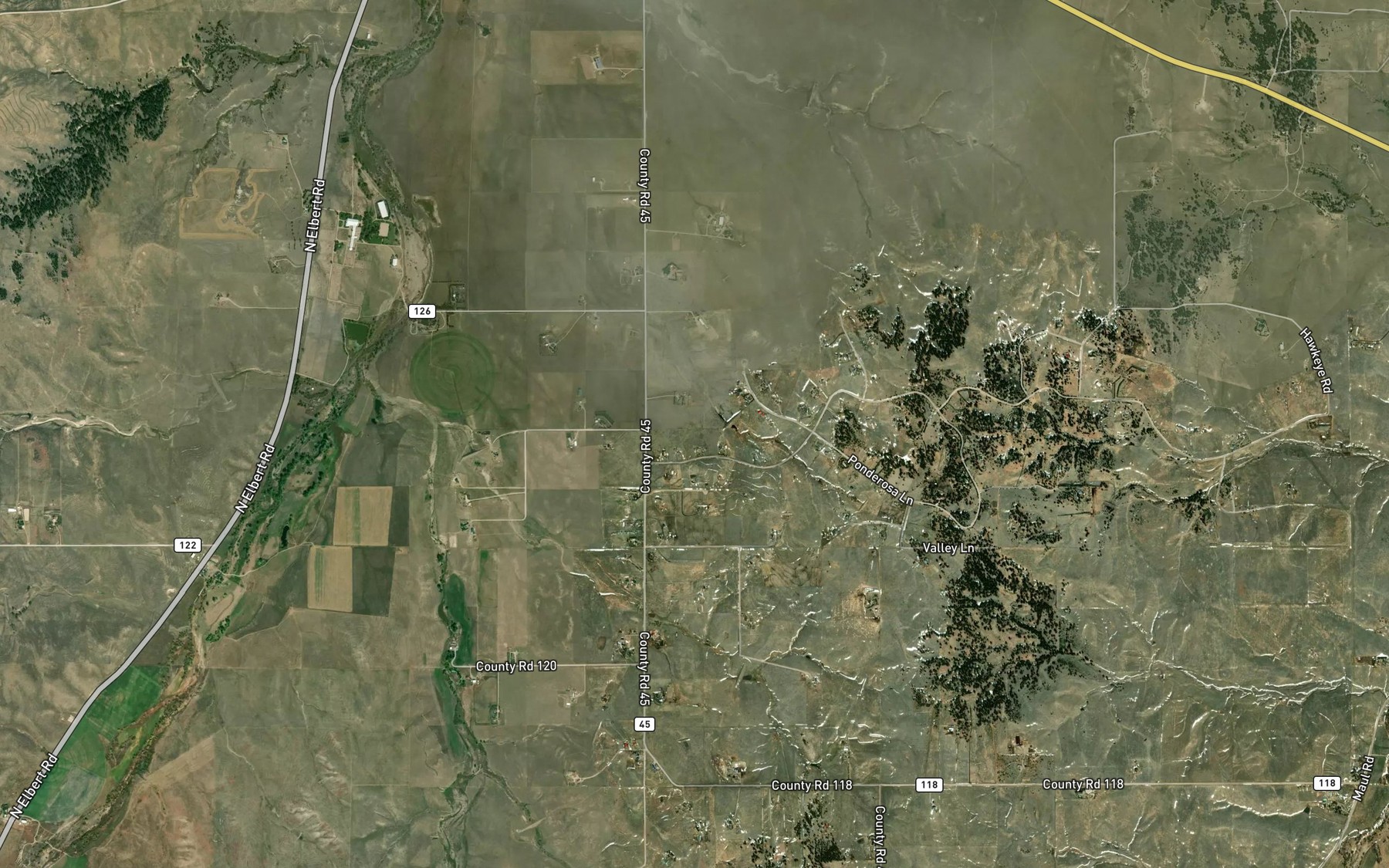 Satellite map of the Kiowa Creek Watershed 3-A-50 Reservoir
