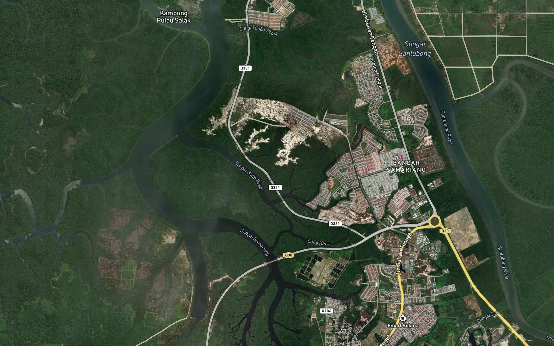 Satellite map of the Sungai Beradek Besar
