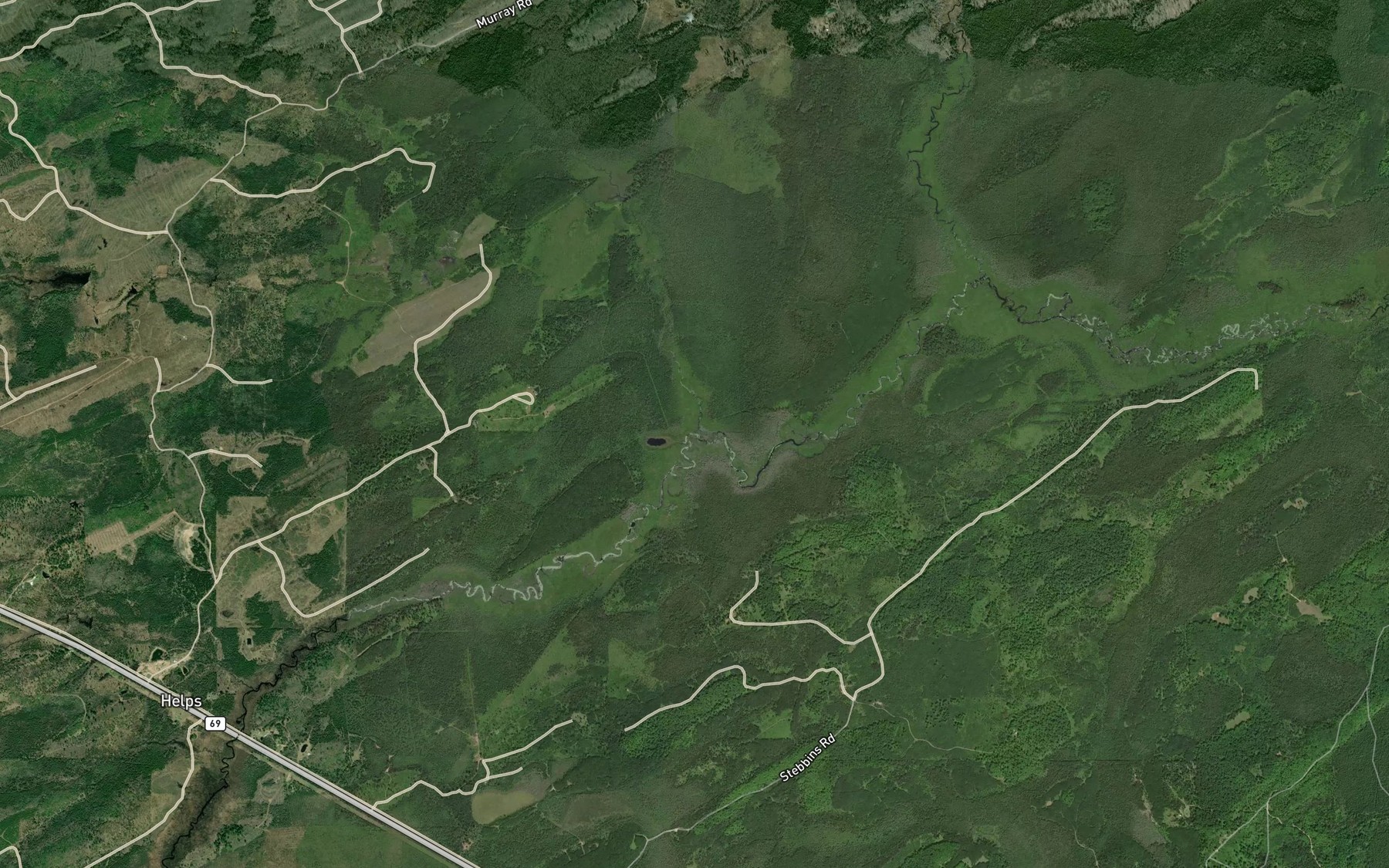Satellite map of the South Branch Ford River