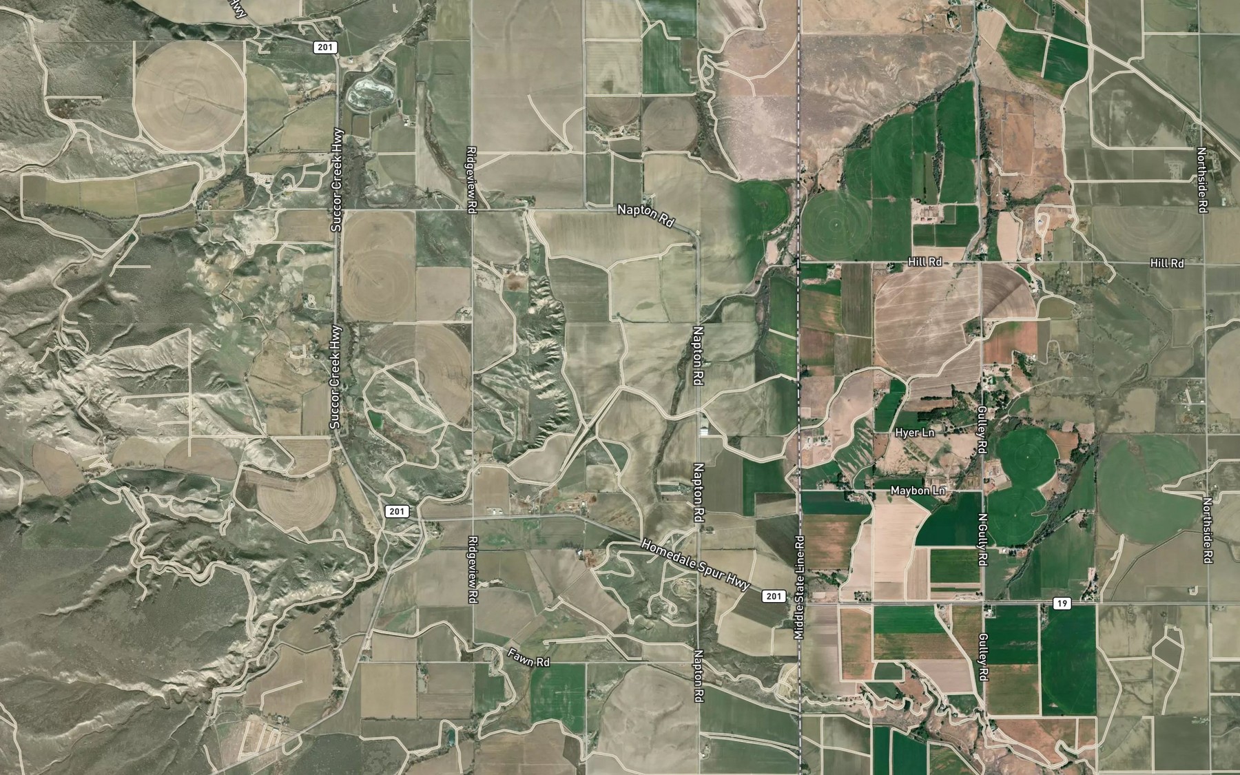 Satellite map of the Five and Seventenths Canal