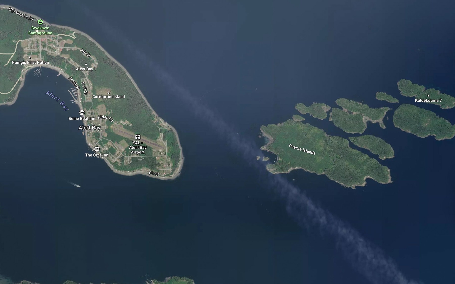 Satellite map of the Pearse Passage