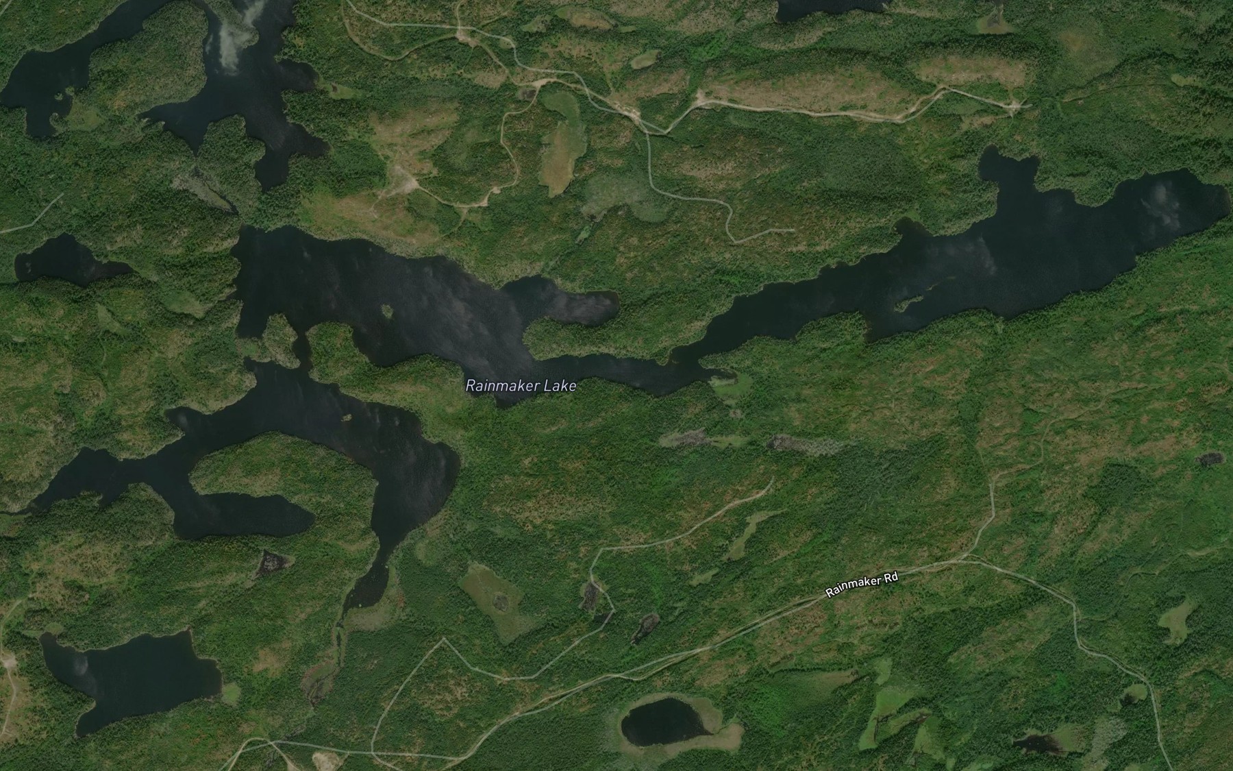 Satellite map of the Rainmaker Lake