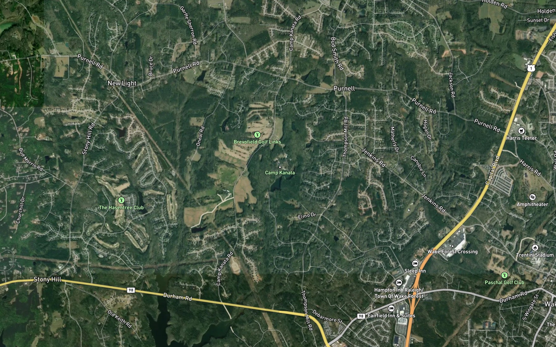 Satellite map of the Camp Kanata Lake Number One