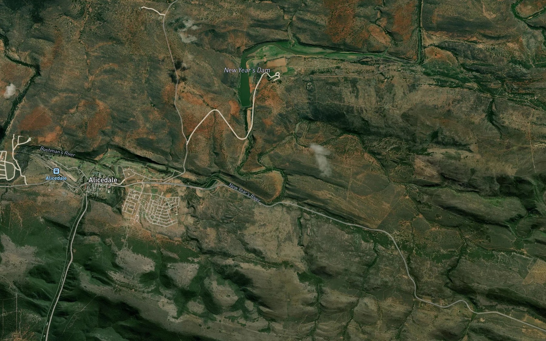 Satellite map of the New Years River