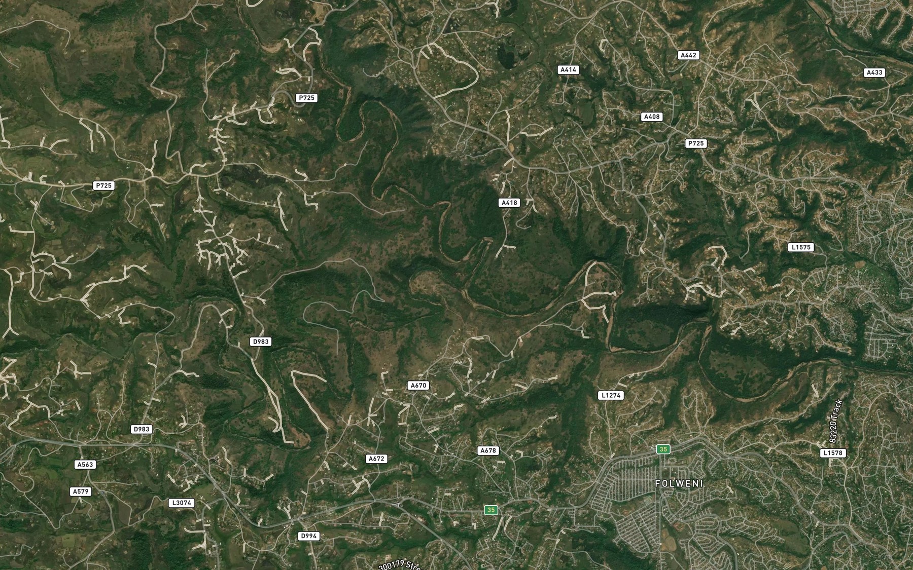 Satellite map of the Bivane