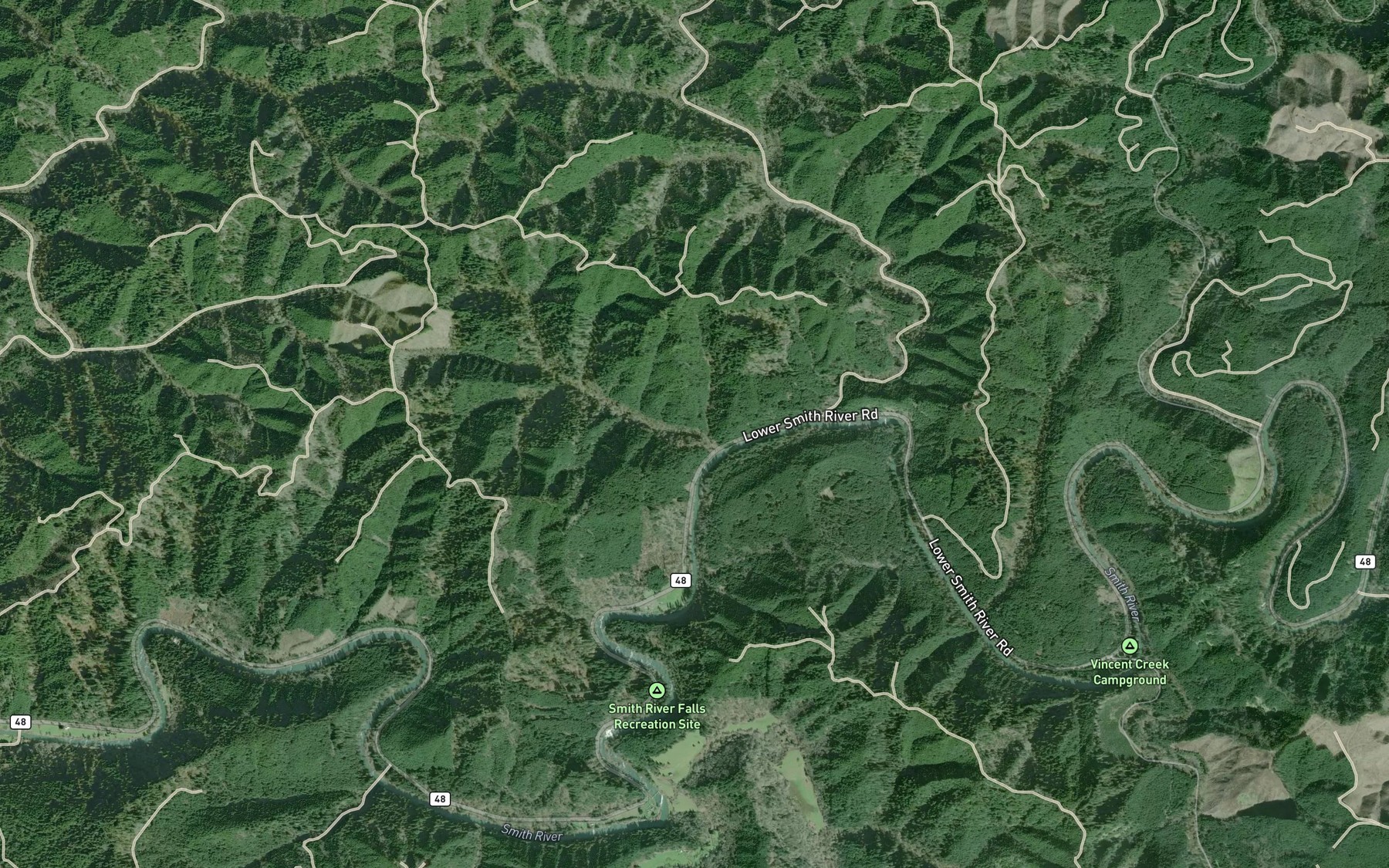 Satellite map of the Bear Creek