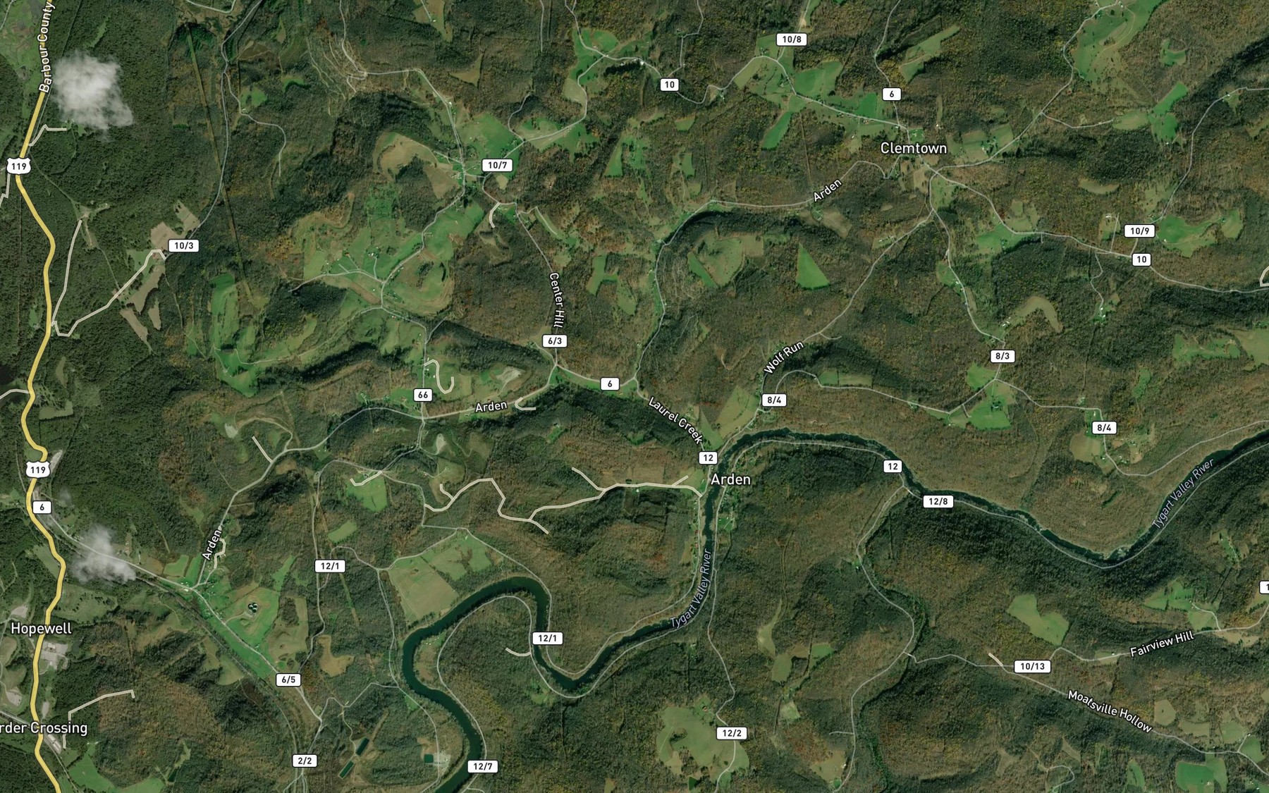 Satellite map of the Rockcamp Run