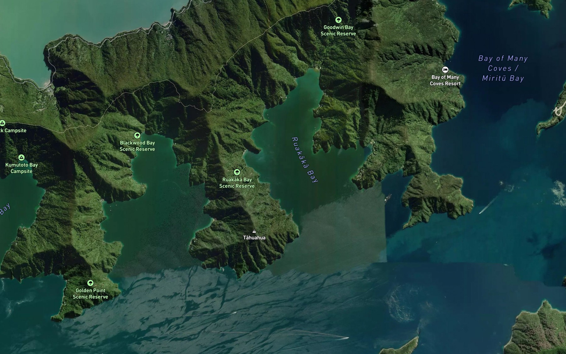 Satellite map of the Wairakau Bay